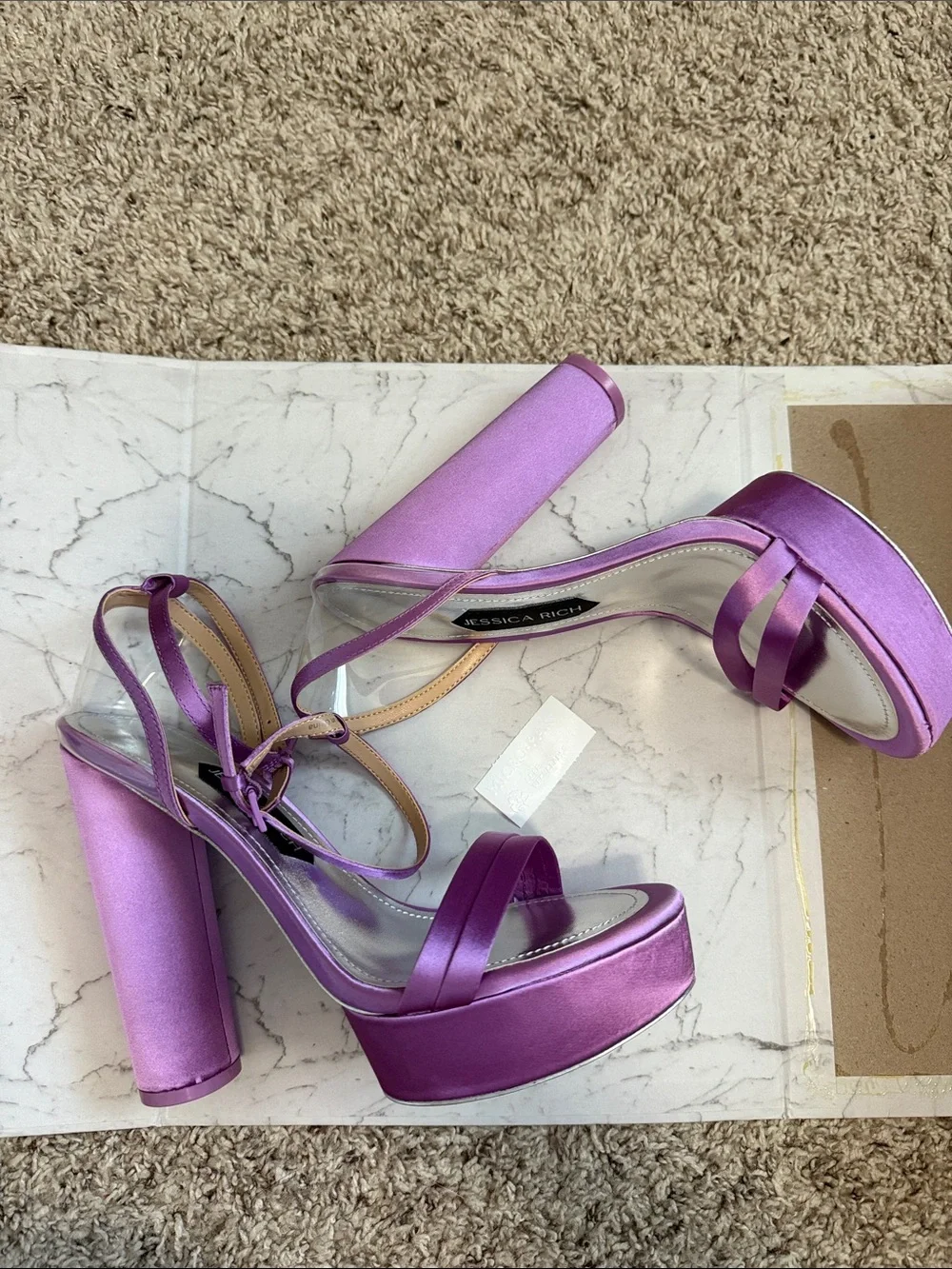 NWB! Jessica Rich - Love Purple Satin Platform Heels with Ankle Strap - Size 9